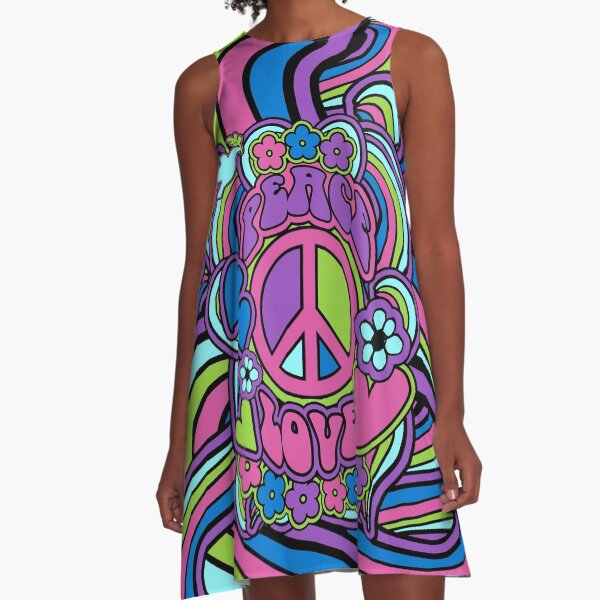 Item preview,  Peace Love Flower Power Dove Hippie RetroArt Psychedelic  designed and sold by funnytshirtemp.