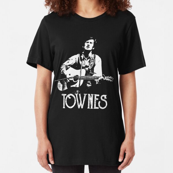 Townes Van Zandt - White Stencil Slim Fit T-Shirt