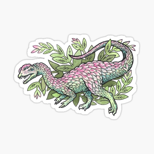 Dilophosaurus Bouquet | Dinosaur Plant Floral Watercolor Sticker