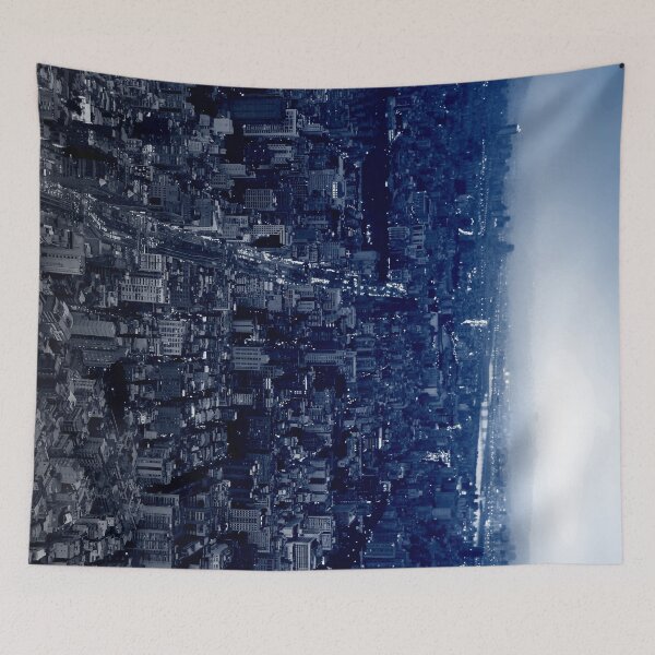 Item preview, urban view - sunset - navy blue designed and sold by He-Be.