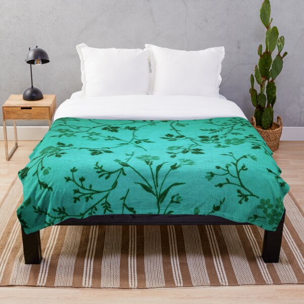 Item preview, Aquamarine with Green Flower and Vine Detail Vintage Botanical Print designed and sold by GingerEccentric.