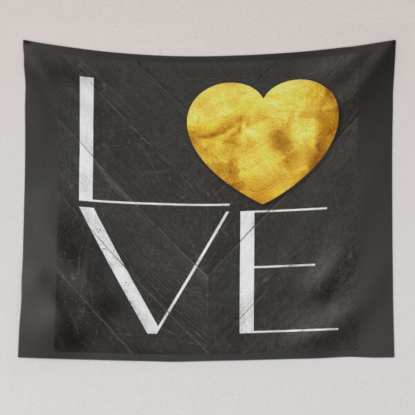Item preview, Rustic Love painted distressed wood, golden heart  designed and sold by Glimmersmith.