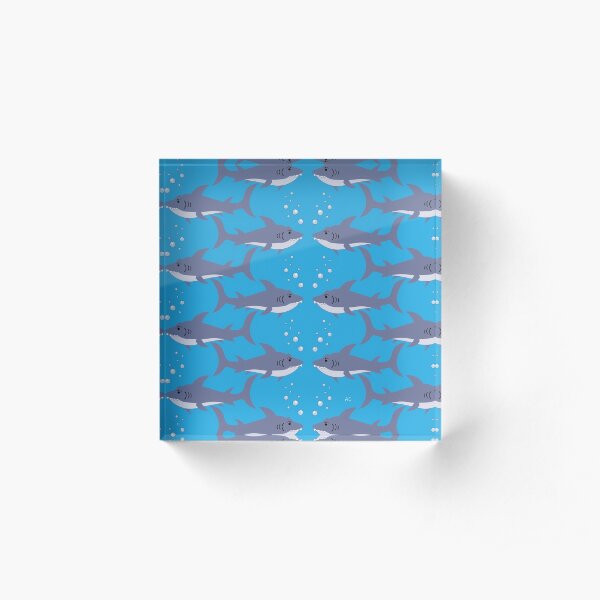 Cartoon swimming Sharks Pattern Acrylic Block
