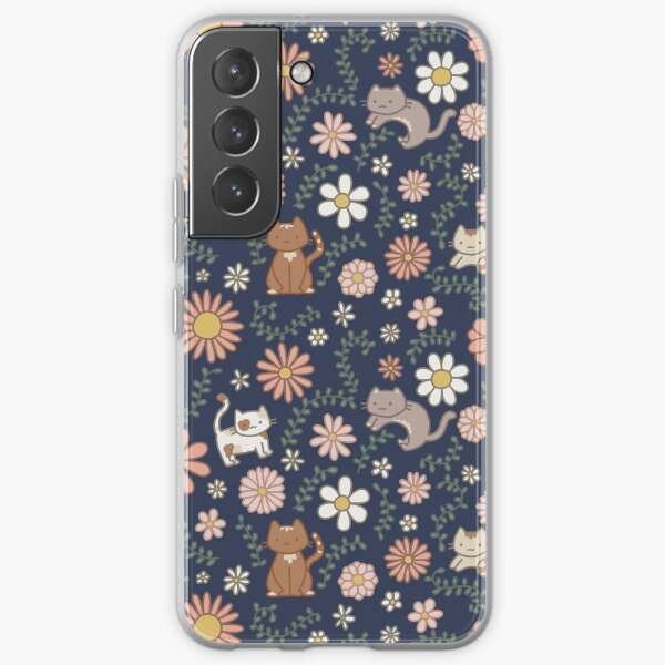 Flower Meower (Navy) Samsung Galaxy Soft Case