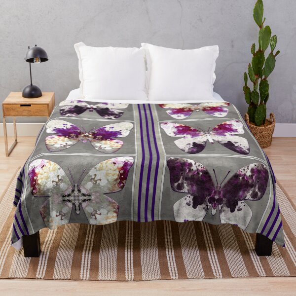 Item preview, Butterflies, purple, pink and beige, vertical lines designed and sold by Svitac.