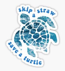 Überspringe einen Strohhalm und rette eine Schildkröte Sticker
