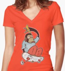 banana grab Women's Fitted V-Neck T-Shirt