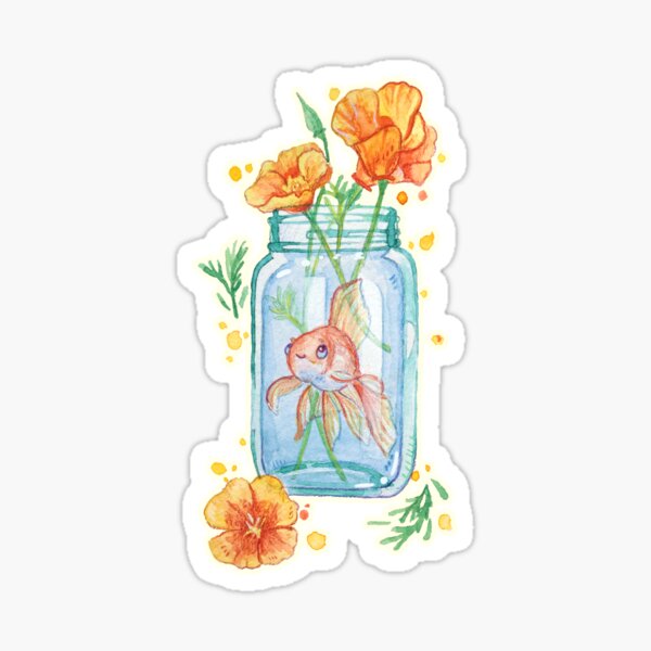 Item preview, Goldfish and California Poppies designed and sold by Pumpkinpancakes.