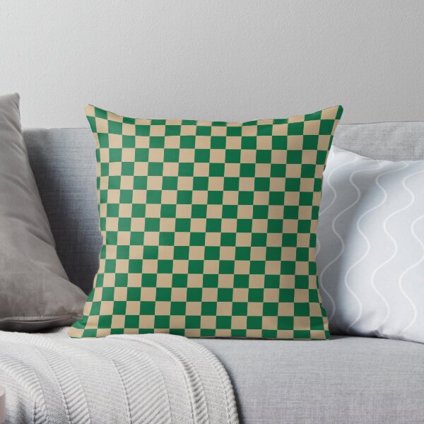 Damier brun et vert cadmium Coussin