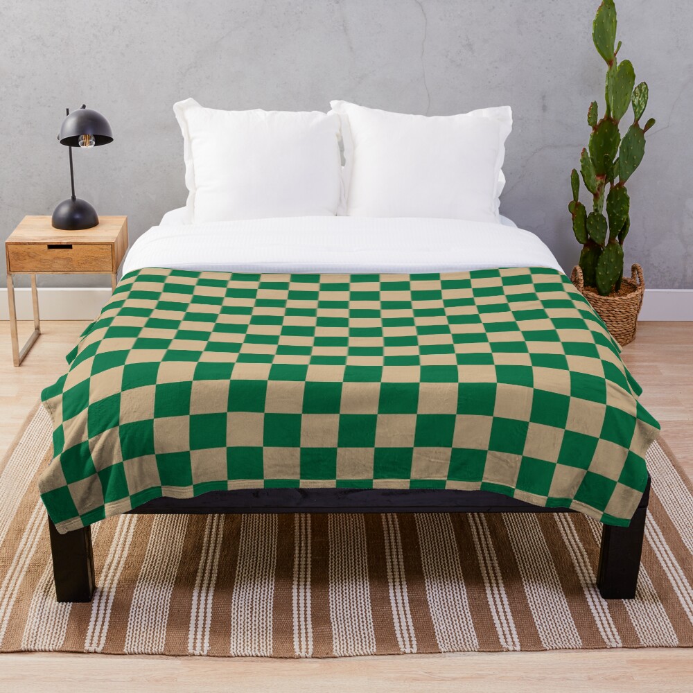 "Tan Brown and Cadmium Green Checkerboard" Throw Blanket for Sale by
