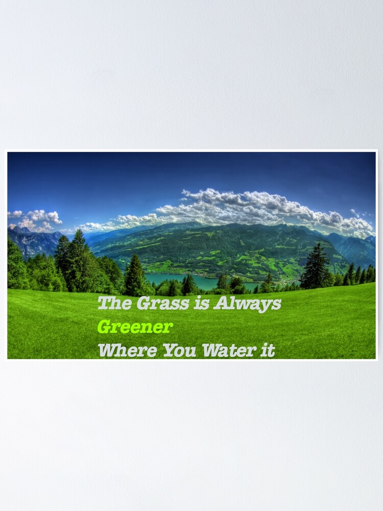The Grass Is Always Greener Where You Water It Inspirational Motivational Quote Poster By Thedirtybubble2 Redbubble