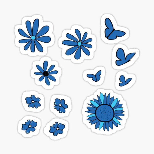 Item preview, Blue Flower and Butterfly Sticker Pack designed and sold by The-Goods.