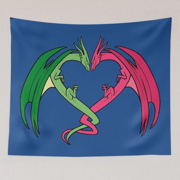 Item preview, Flying Love Dragons On Blue Background Design designed and sold by LuckDragonGifts.