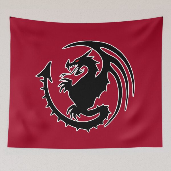 Item preview, Round Black Dragon Design On Red Background designed and sold by LuckDragonGifts.