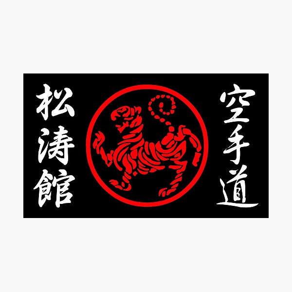 Aperçu de l'œuvre Symbole Shotokan et Kanji sur les côtés texte blanc créée et vendue par DCornel.