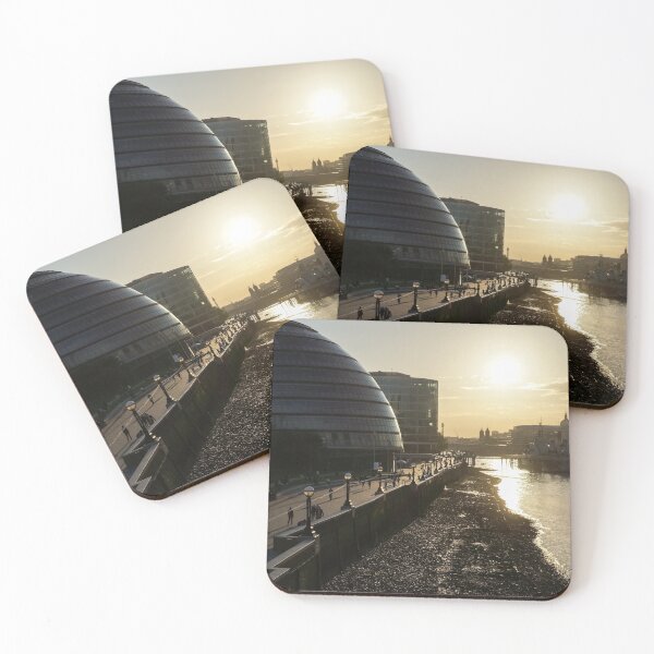 Item preview, River Thames Low Tide Sunset - London City Hall South Bank Southwark London UK designed and sold by Georgia Mizuleva.