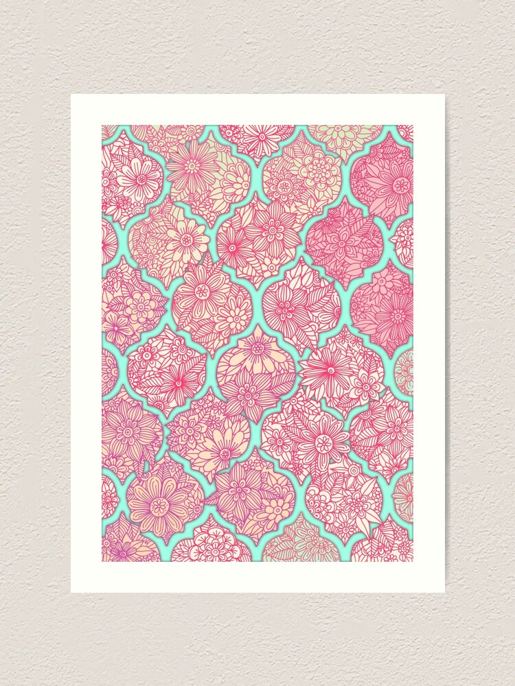 Society6 ケース Moroccan Floral Lattice Arrangement in Pinks Moroccan Floral Lattice Arrangement - pink