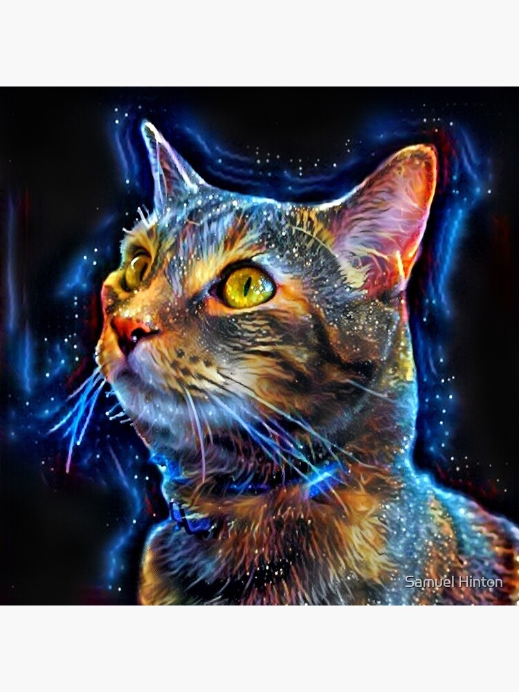 Cosmic Kitten - Abstract Digital Space Cat Painting by samreay