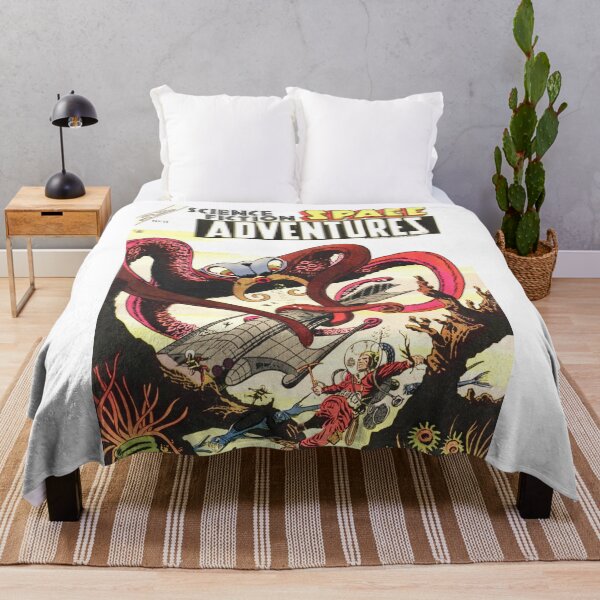 Item preview, VINTAGE SCI-FI: Space Adventures - Battle of Alien Sea Creatures vs. Futuristic Diver, Retro Science Fiction Illustration Graphic designed and sold by 12thStFactory.