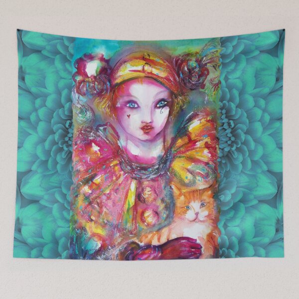 Item preview, Pierrot with Cat  / Venetian Masquerade Masks Watercolor by Bulgan Lumini designed and sold by BulganLumini.