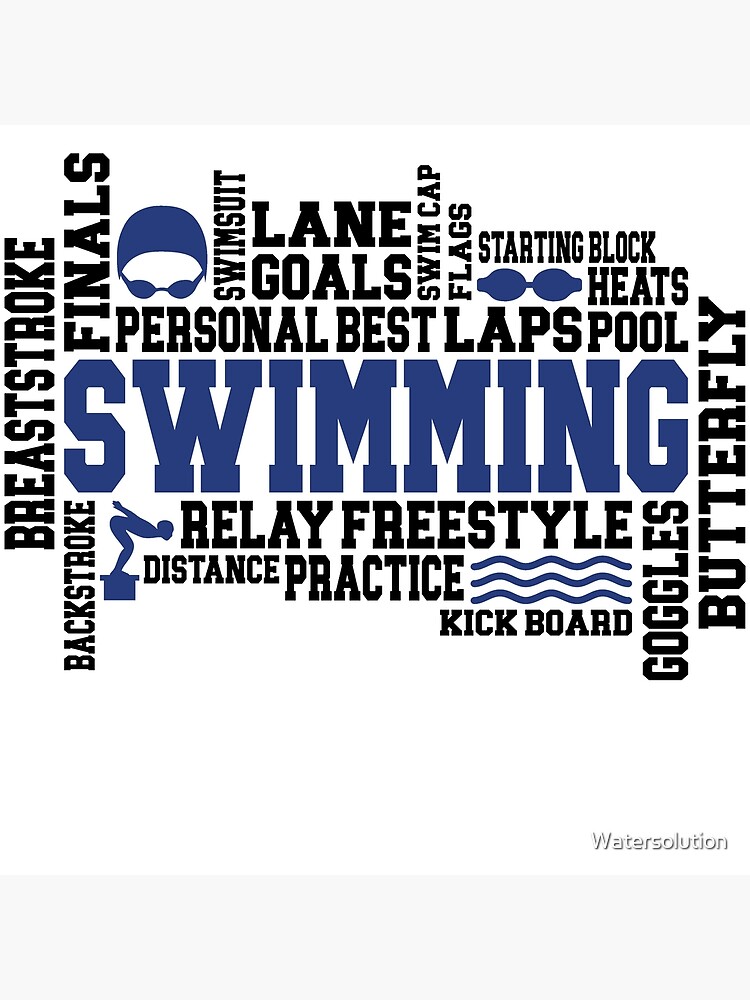 "Swimming Gift Word Cloud for Swimmer Athletes" Poster for Sale by