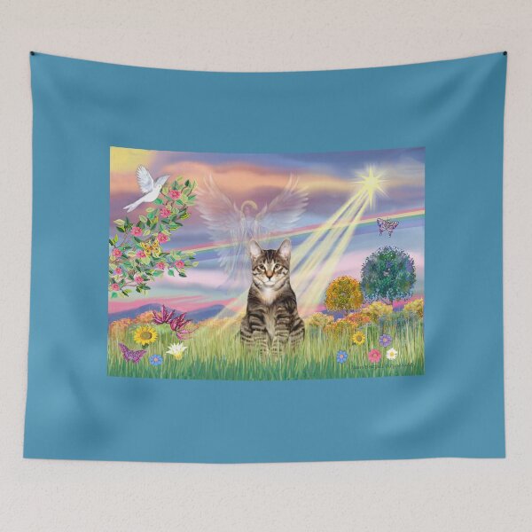 Item preview, Cloud Angel with a Tabby Tiger Cat (brown striped) designed and sold by JeanBFitzgerald.