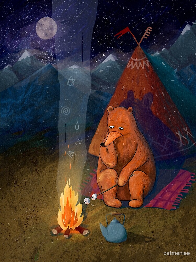 "Bear by the fire." by zatmeniee | Redbubble