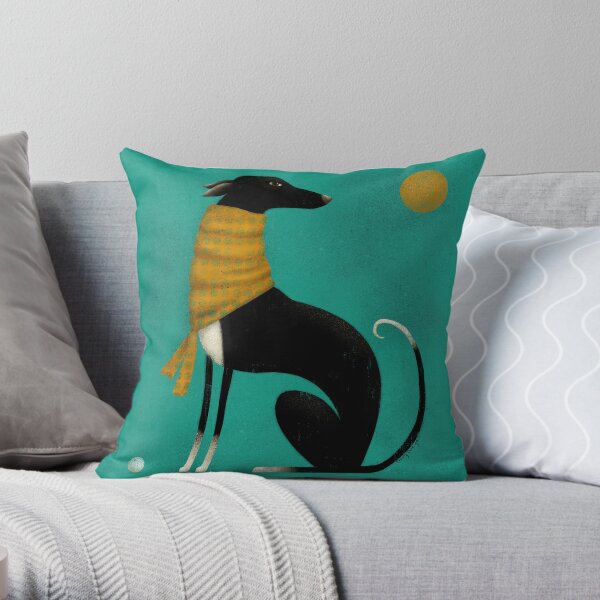 BLACK GREYHOUND Throw Pillow