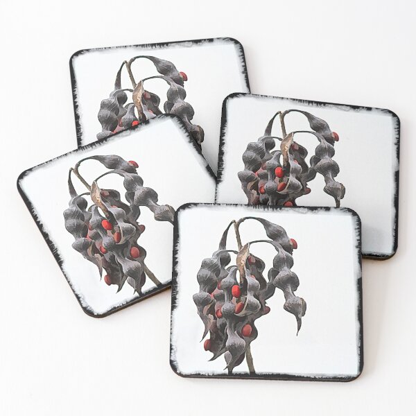 Item preview, Coral Bean Pods and Red Seeds  Digital Art Photography designed and sold by Debra Martz.