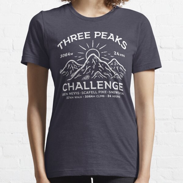 Homme 3 Peaks Challenge T-Shirt-TROIS PICS Welsh Wales-Snowdon cadair Idris