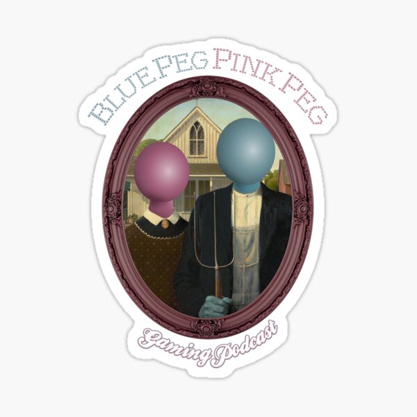 Blue Peg Pink Peg American Gothic Sticker
