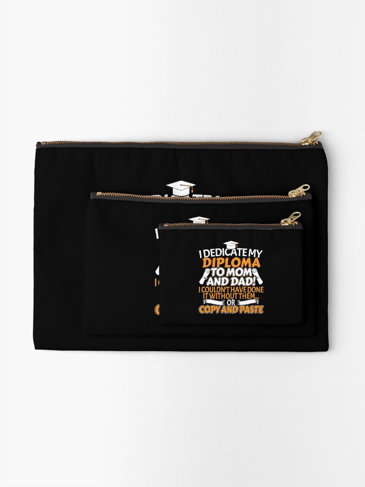 I Dedicate My Diploma to Mom and Dad Graduation Design For High School Grad Fashion Zip Tote Bag I Dedicate My Diploma to Mom and Dad Graduation Design For High School Grad Fashion Zip Tote Bag