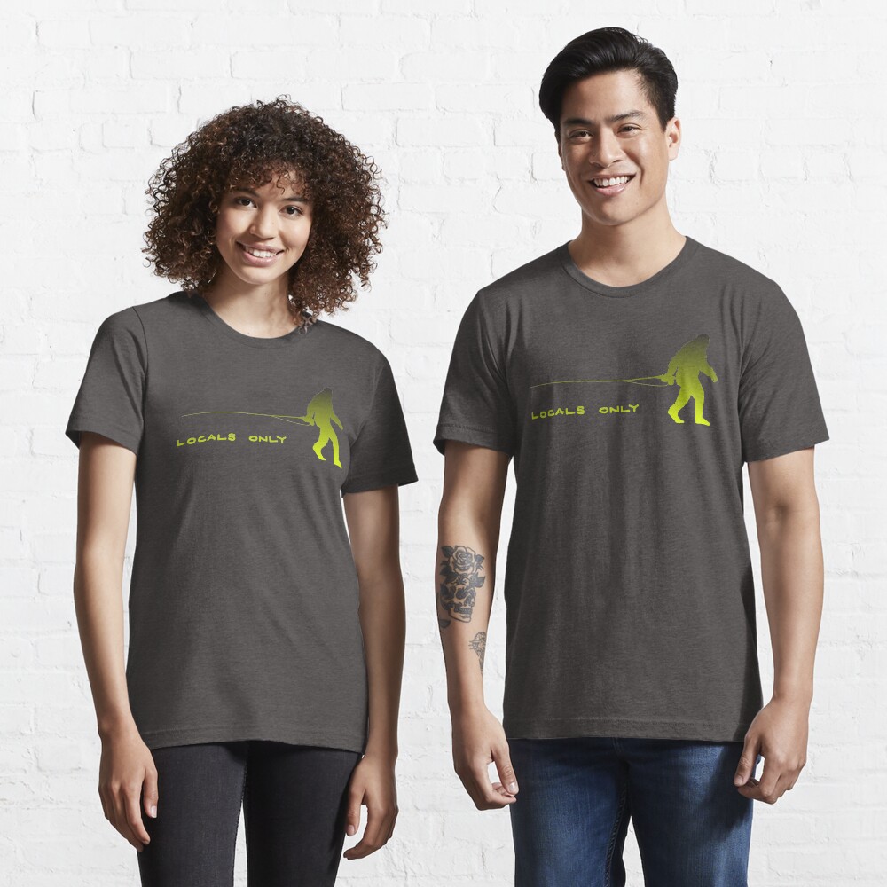 Yeti Fly Fishing Fish Locals Only Sasquatch Big Foot Yellow T Shirt By Letourneau41 Redbubble