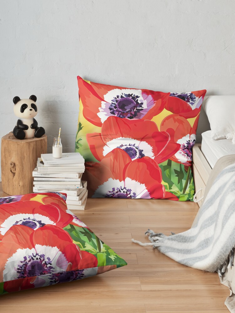 Alternate view of Red poppies Floor Pillow