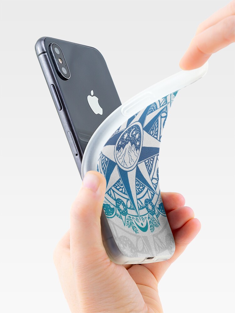 Alternate view of Journey to Moon Mountain | Turquoise Navy Ombré iPhone Case & Cover