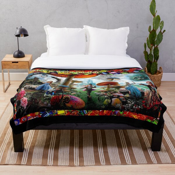 ALICE IN WONDERLAND : Modern Advertising Print Throw Blanket