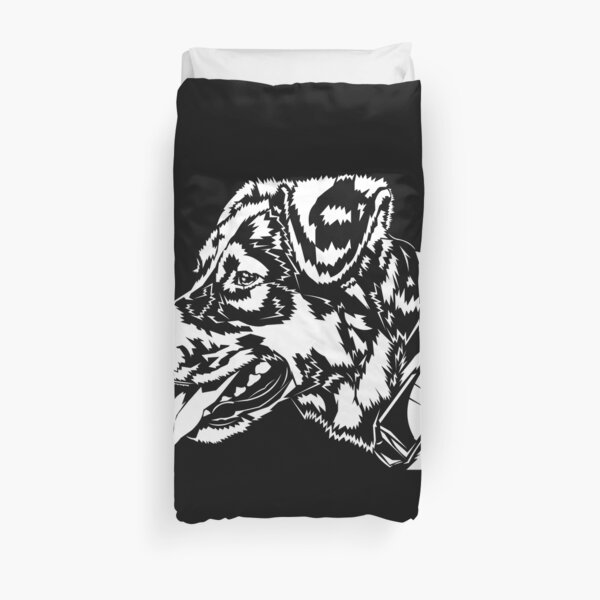 Happy black and white dog Duvet Cover
