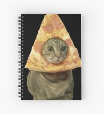 Cat with Pizza Head Spiral Notebook