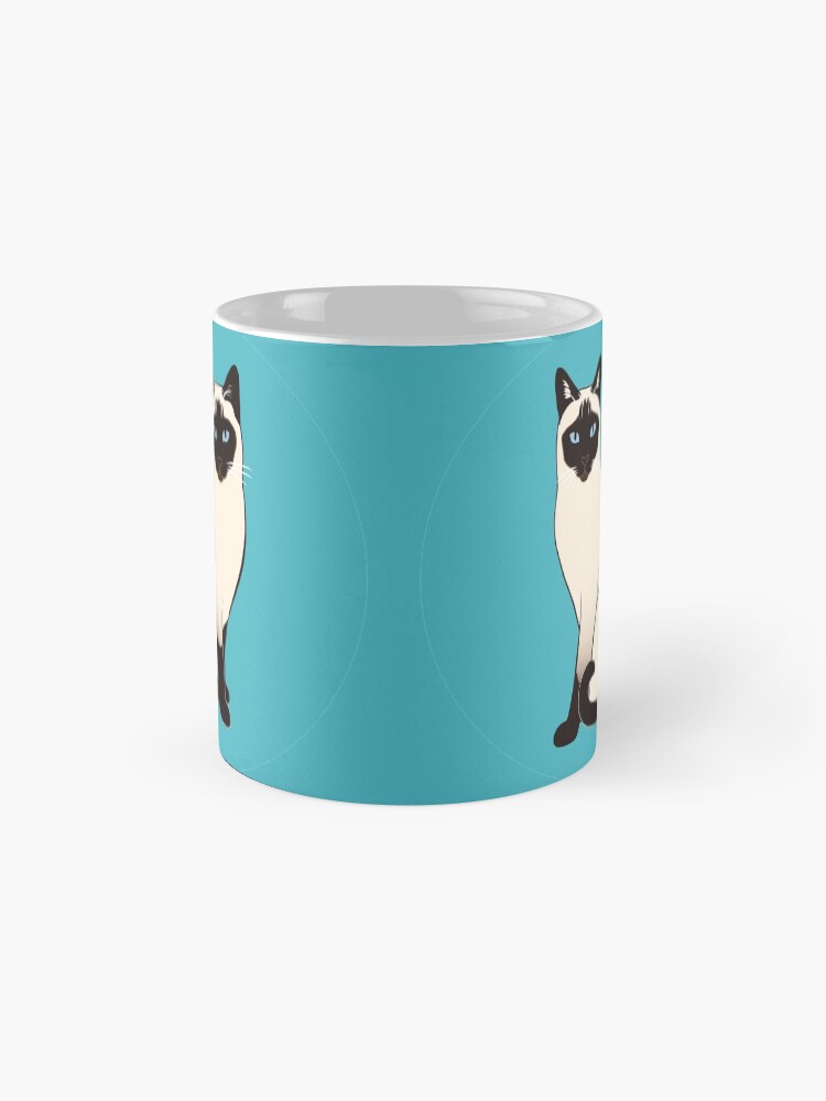 Alternate view of Siamese Cats in blue circles stickers Mug