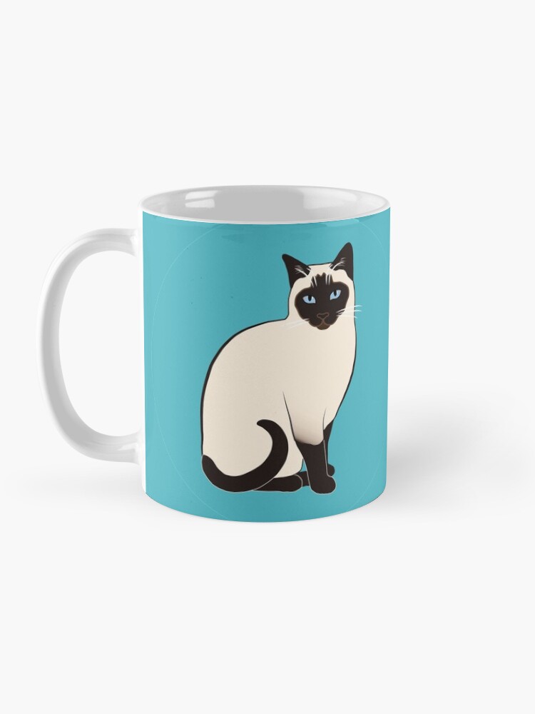 Alternate view of Siamese Cats in blue circles stickers Mug