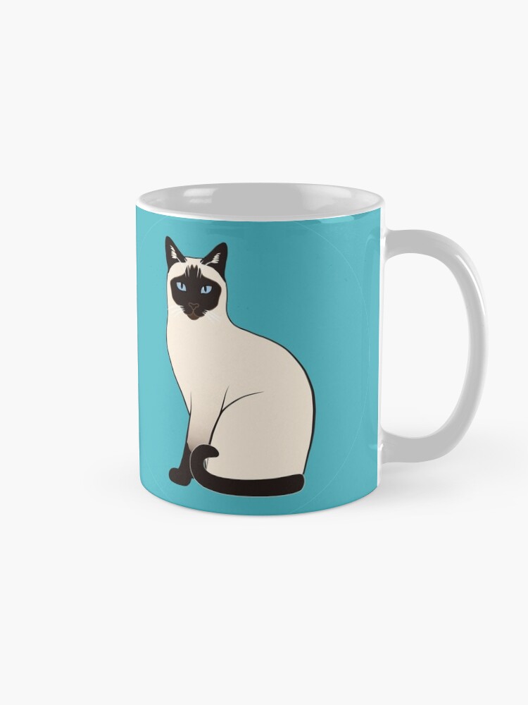 Alternate view of Siamese Cats in blue circles stickers Mug