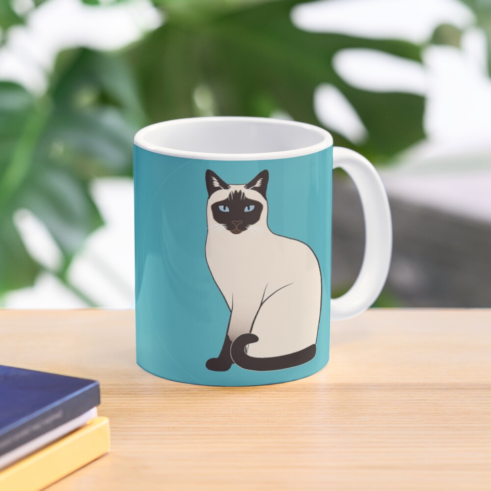 Siamese Cats in blue circles stickers Mug