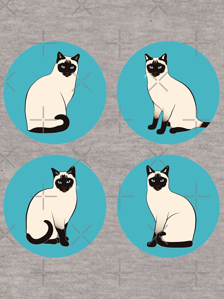 Siamese Cats in blue circles stickers by nadyanadya