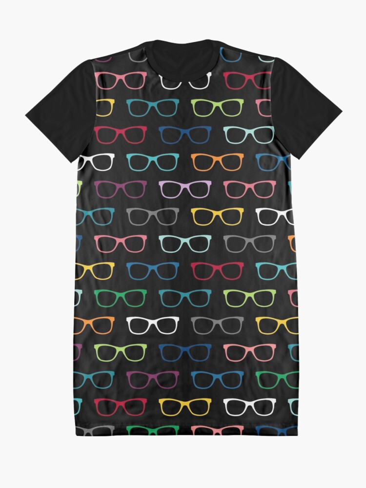 Alternate view of Colorful Hipster Eyeglasses Pattern Graphic T-Shirt Dress