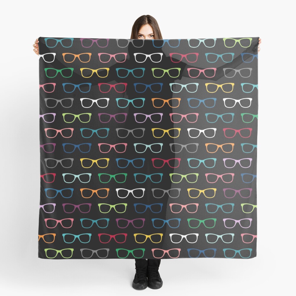 Colorful Hipster Eyeglasses Pattern Scarf