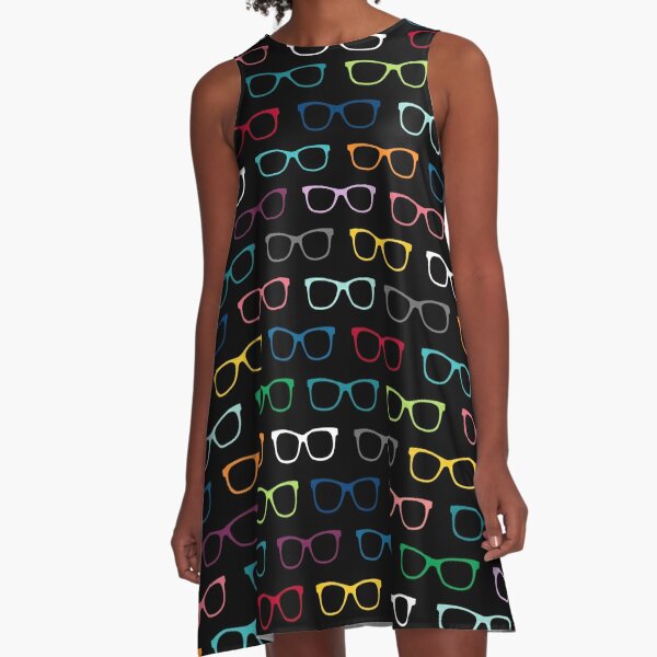 Colorful Hipster Eyeglasses Pattern A-Line Dress