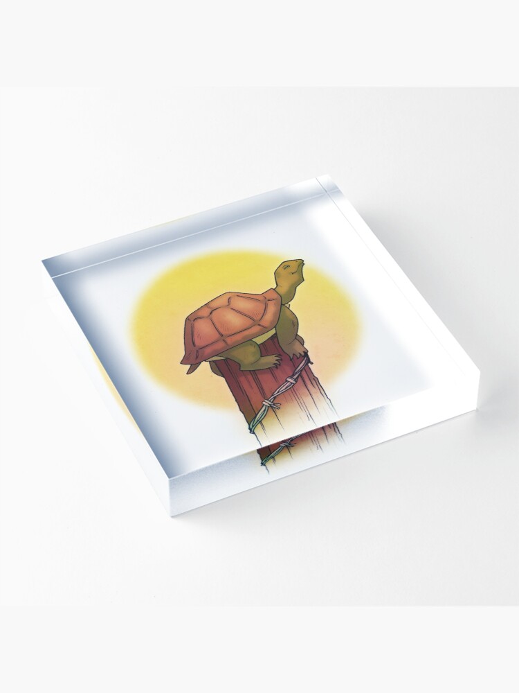 Alternate view of Turtle on a Fence Post Acrylic Block
