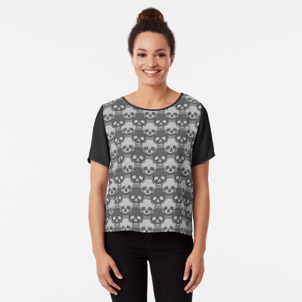 Greyscale Skulls Chiffon Top