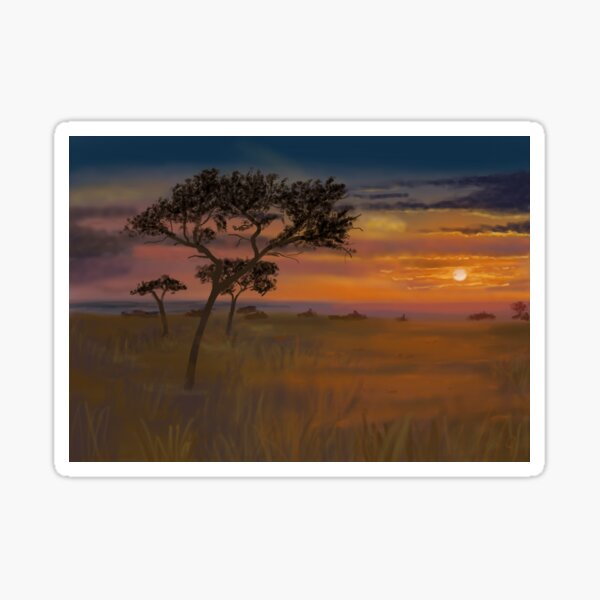 Item preview, Sunset on african savanna  designed and sold by Soualigua.