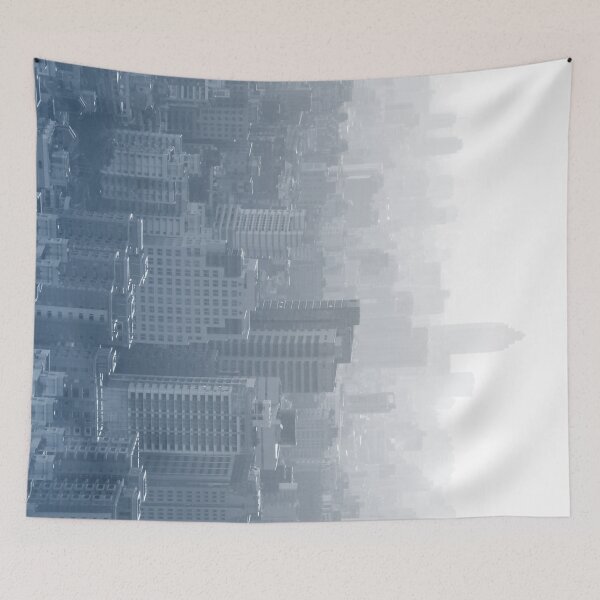 Item preview, urban view in the fog - Taipei - BW & blue designed and sold by He-Be.